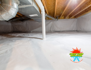 image of a crawl space under the floorboards of a house. Crawl space insulation will warm those floors! Pikeville Spray Foam Insulation