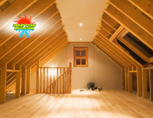 a warm, inviting attic space insulated with spray foam