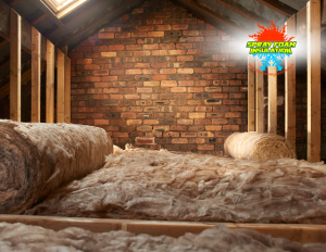 Old, dirty pink fiberglass insulation.