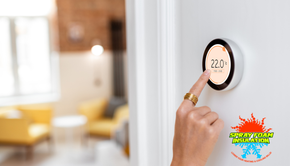 A thermostat, indicating the longevity of spray foam insulation